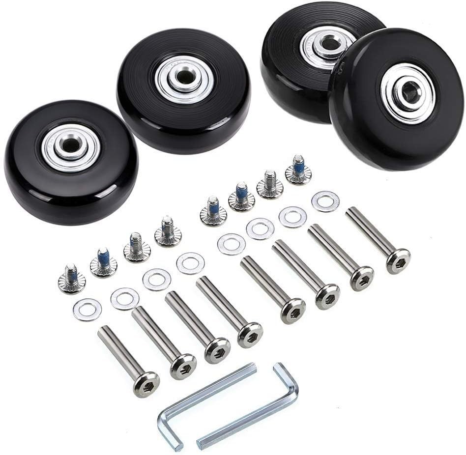 45mm x 18mm Luggage Suitcase Replacement Wheels, Rubber Swivel Caster Wheels ...