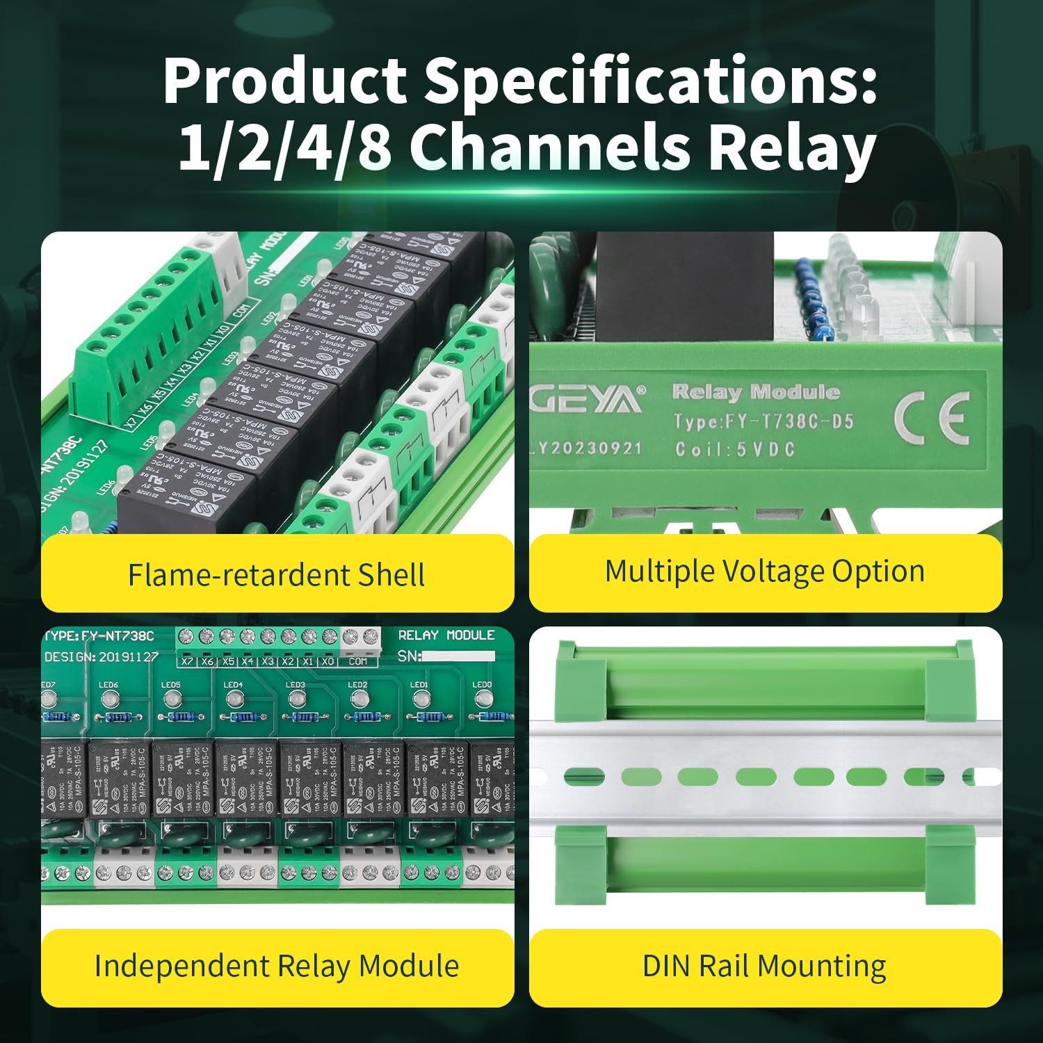 GAEYAELE 2 Channel Relay Module AC/DC 24V Interface 24VACDC, 2