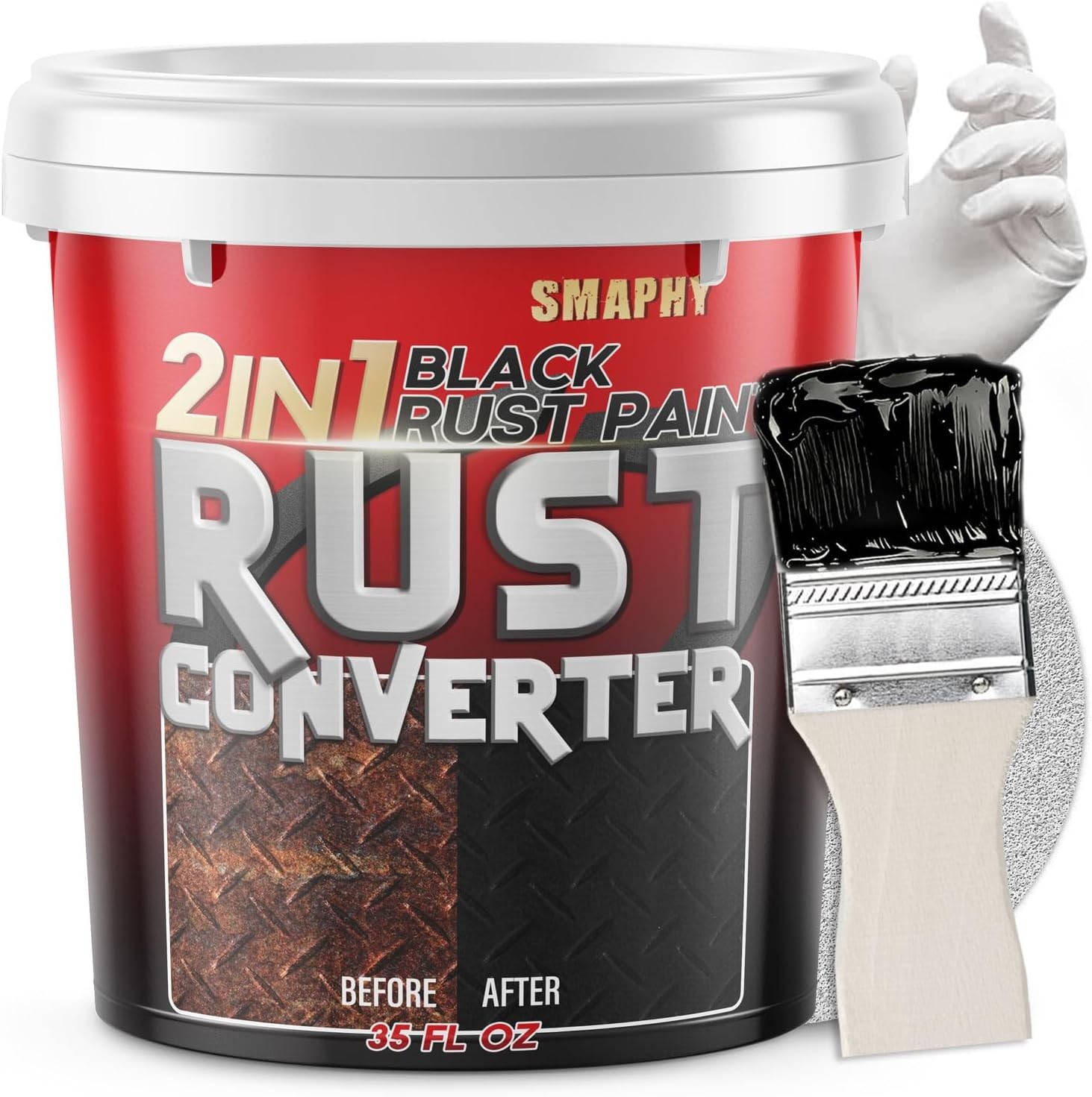 2 in 1 Rust Converter & Metal Primer, 35 oz Black 35 oz, No.01 Matte