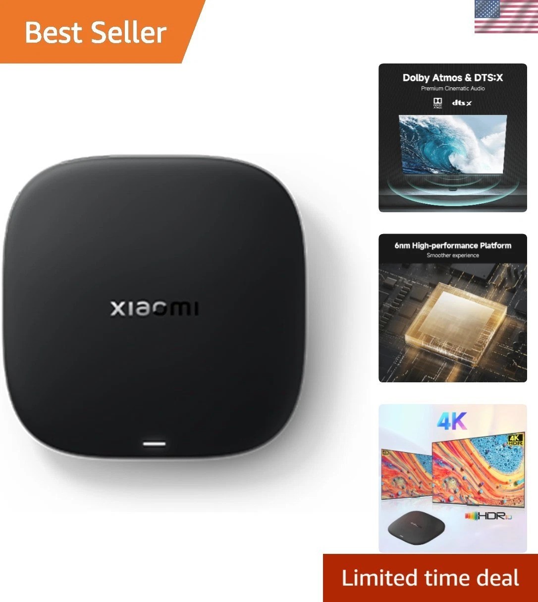 Xiaomi TV Box S 3rd Gen - 4K UHD, Dolby Vision, WiFi 6, Compact Streaming Device