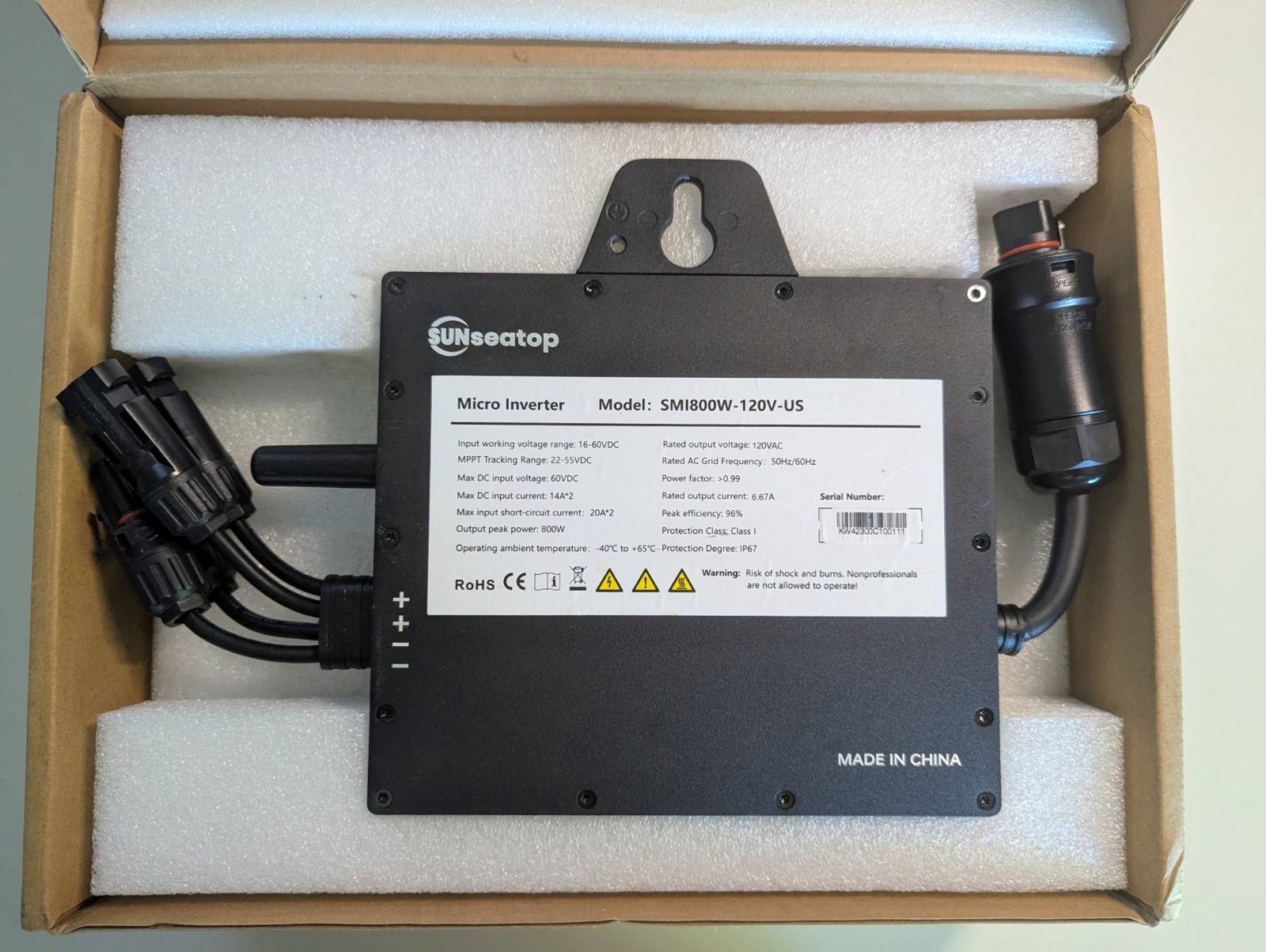 SUNseatop 800w 120v plug in Grid-tie microinverter