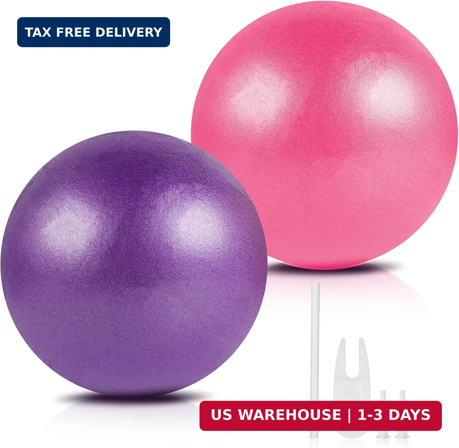 Pilates Ball 2P, 9 Inch Workout Ball for Women Men Kid Toddler, Small Exercise