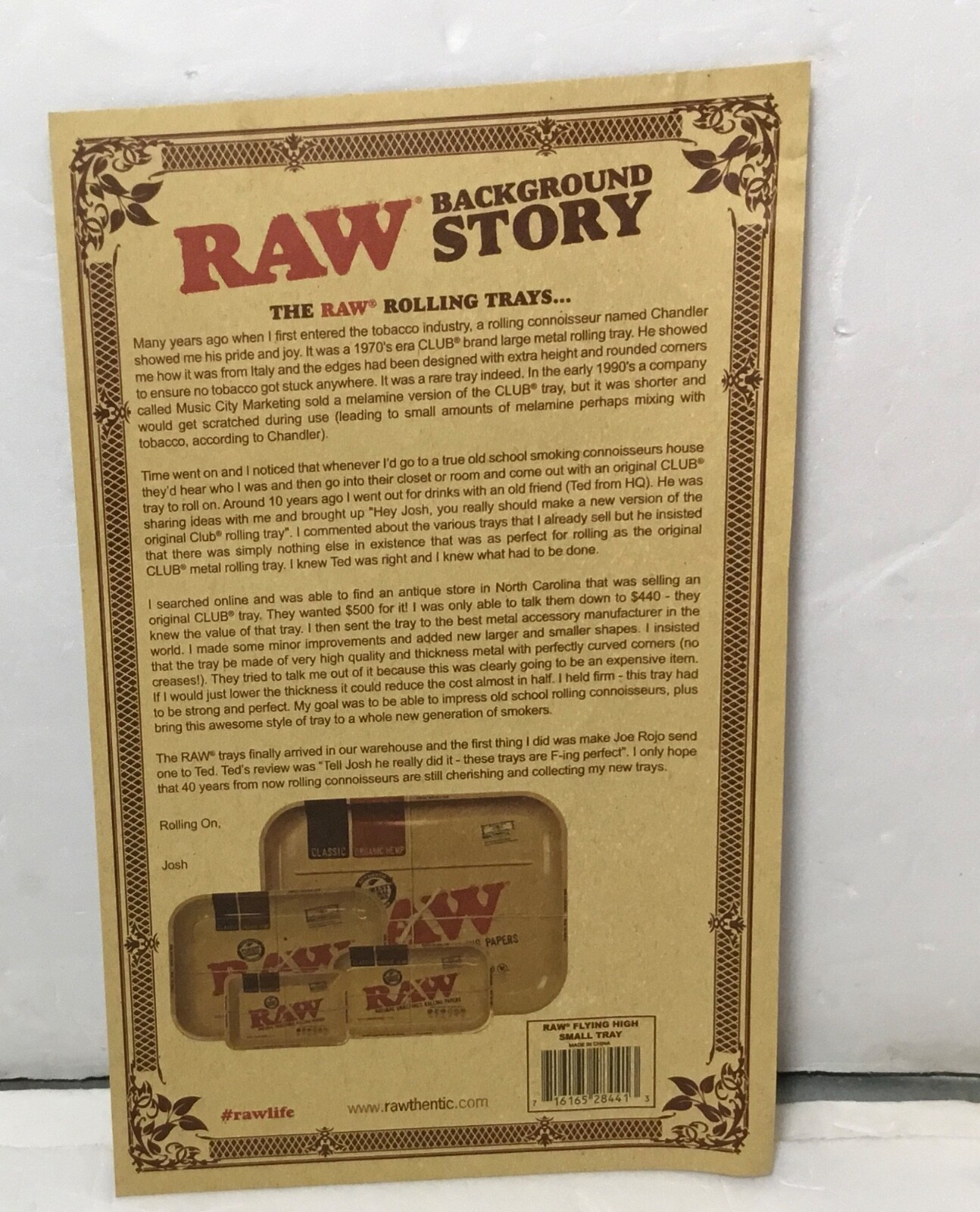 RAW PREPARE FOR FLIGHT METAL TRAY 11" X 7"