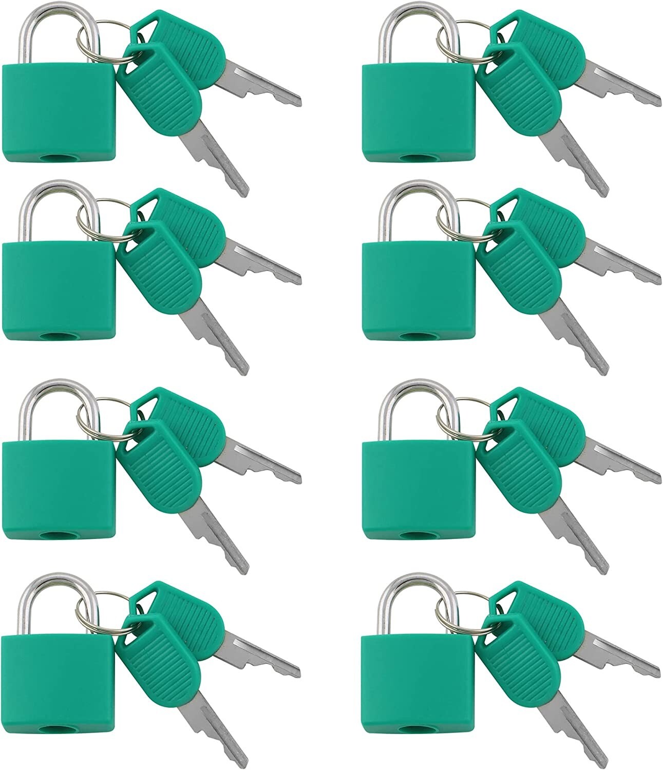 Small Mini Durable ABS Cover Brass Body Individually Keyed Padlock 8pc Turquoise
