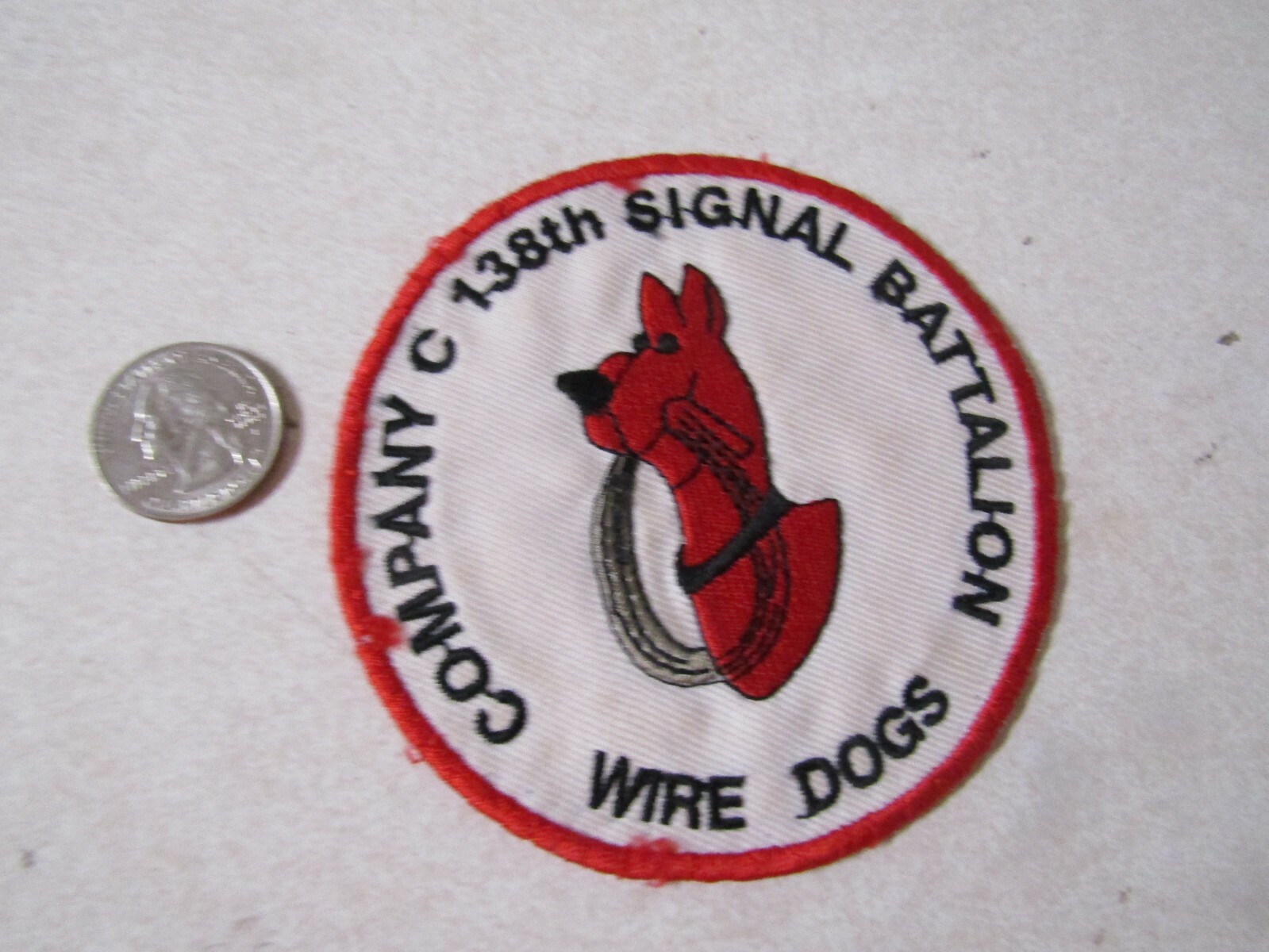 MILITARY PATCH OLD VIETNAM ERA COMPANY C 138TH SIGNAL BATTALION WIRE DOGS