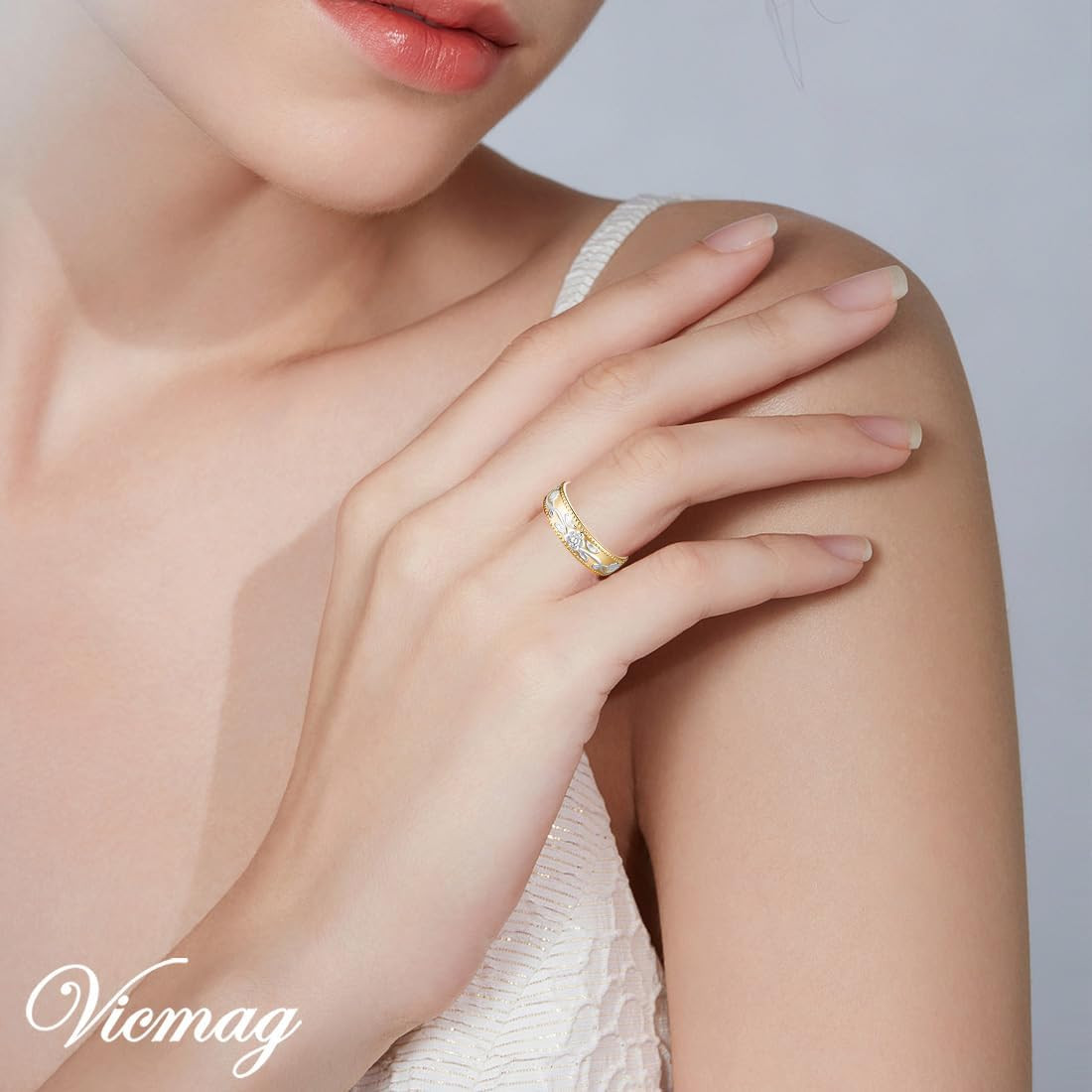 Vicmag Copper Magnetic Ring for Women Men 100% Solid Pure Copper Adjustable with