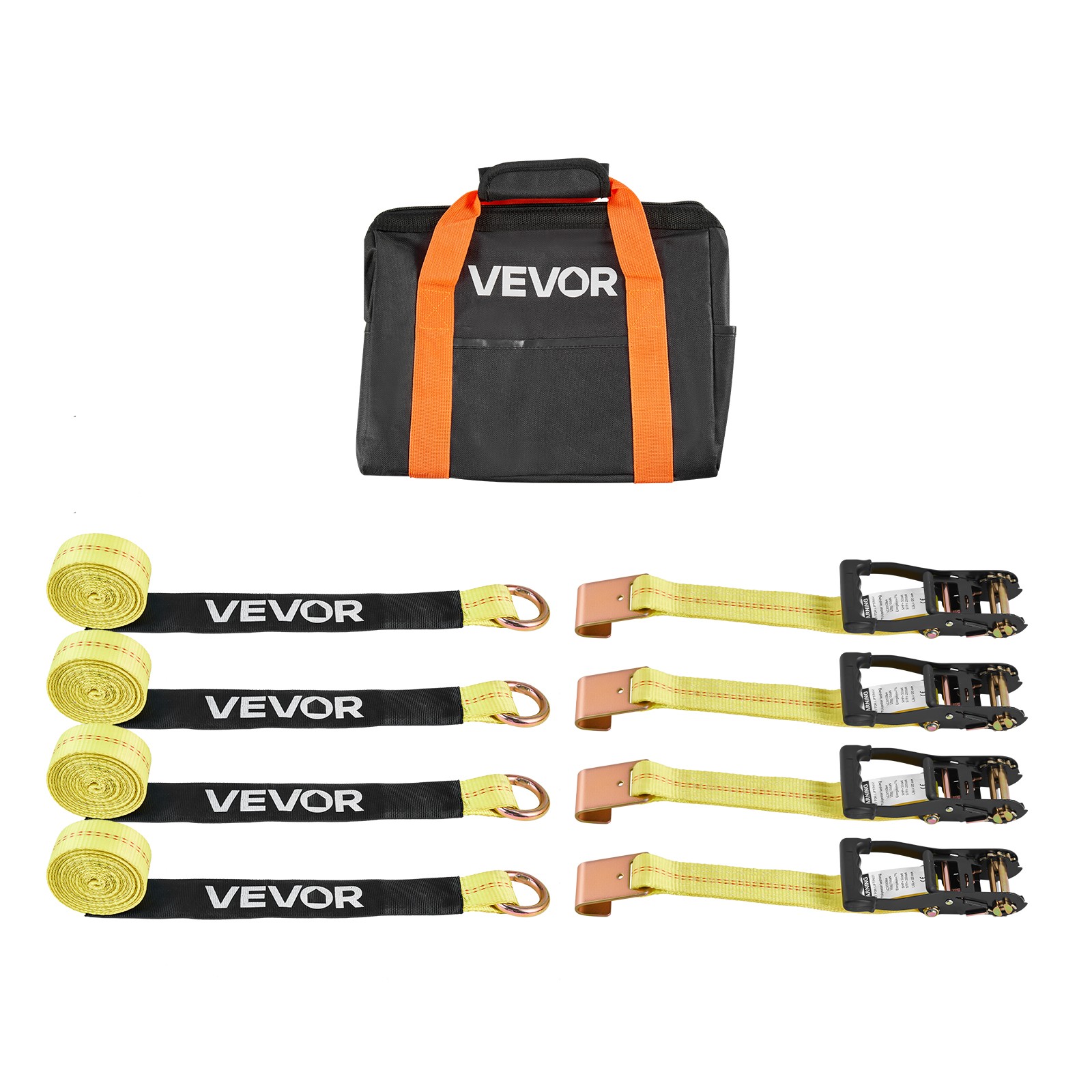 VEVOR 4 Set Axle Straps Car Trailer Hauler Ratchet Tie Down Strap w/Flat Hook