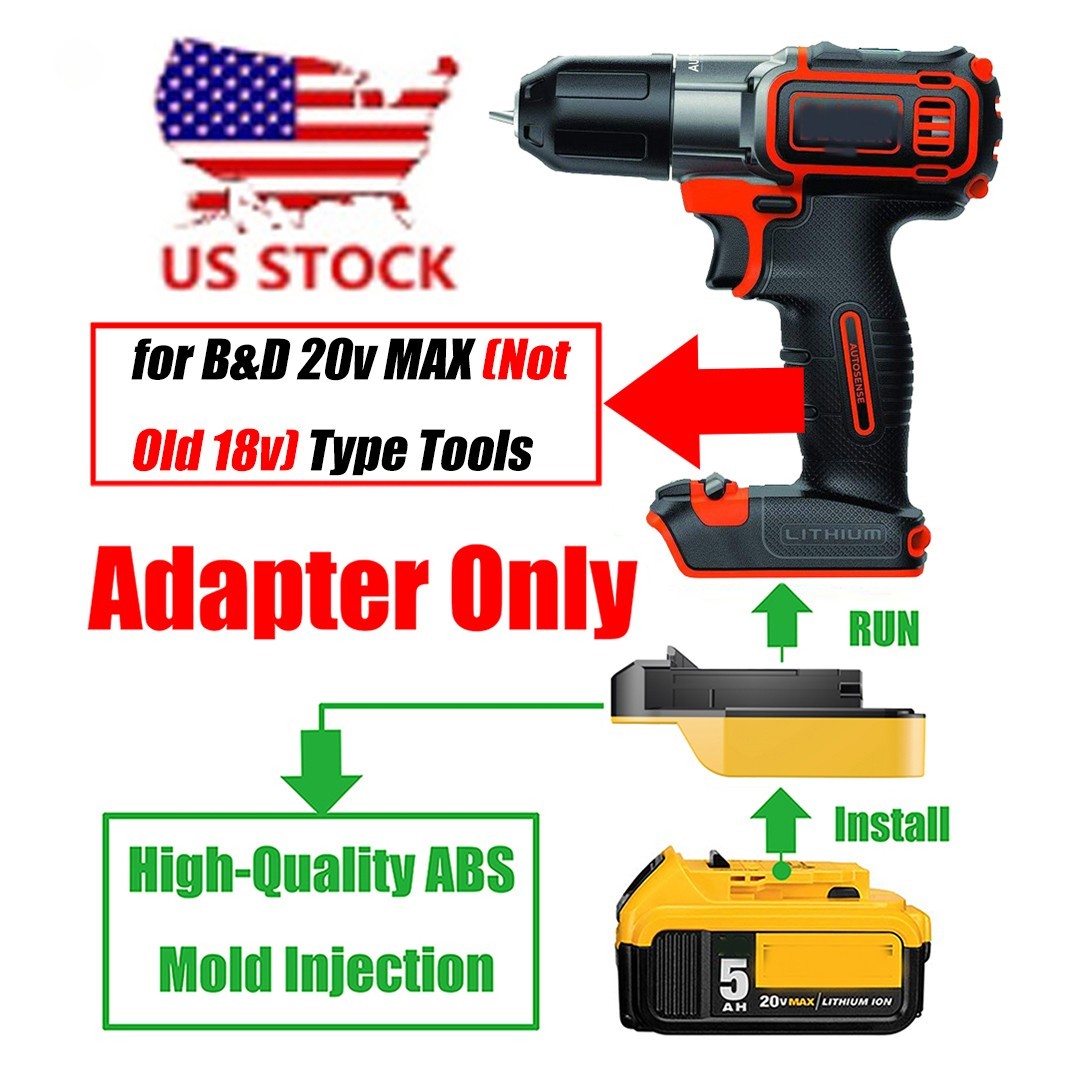 1x for Black & Decker 20V MAX Tools Adapter To for DEWALT 20V MAX Li-Ion Battery