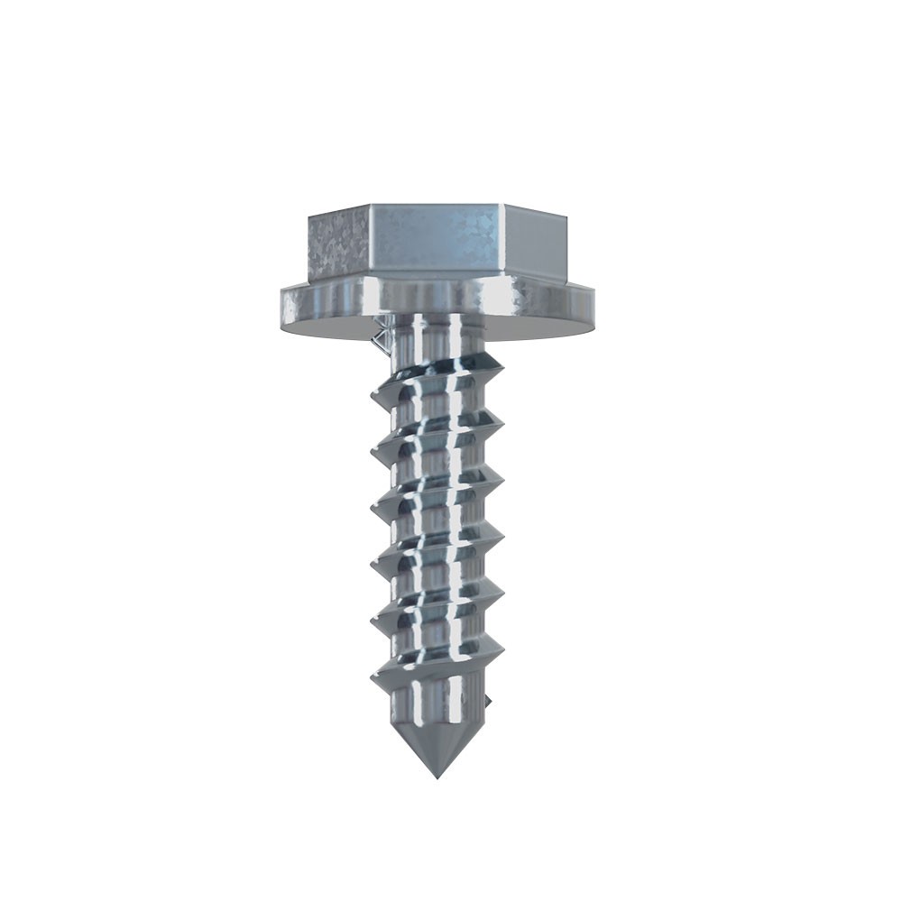M6 Wood Stud Screws, CarbonSteel, Silver, Hex Head,, 4 Pack