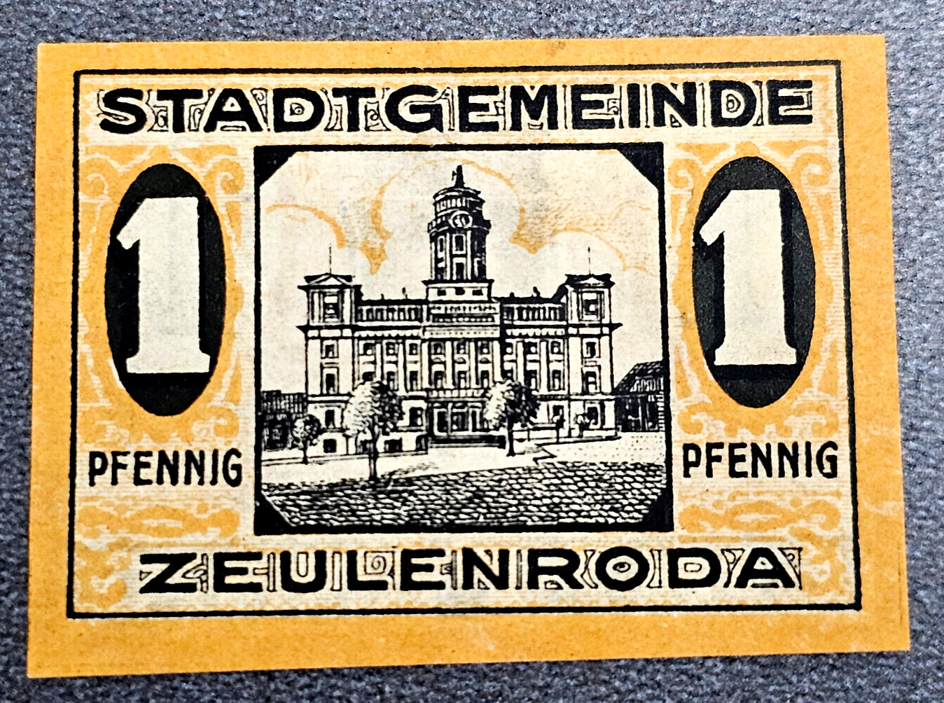 ZEULENRODA NOTGELD 1 PFENNIG 1920 EMERGENCY MONEY GERMANY BANKNOTE (33617)