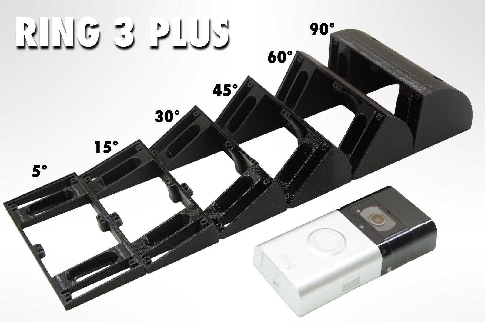 Angle Mount Bracket Holder Wedge for Ring 3 Plus Doorbell 15° / 30° / 45° / 90°