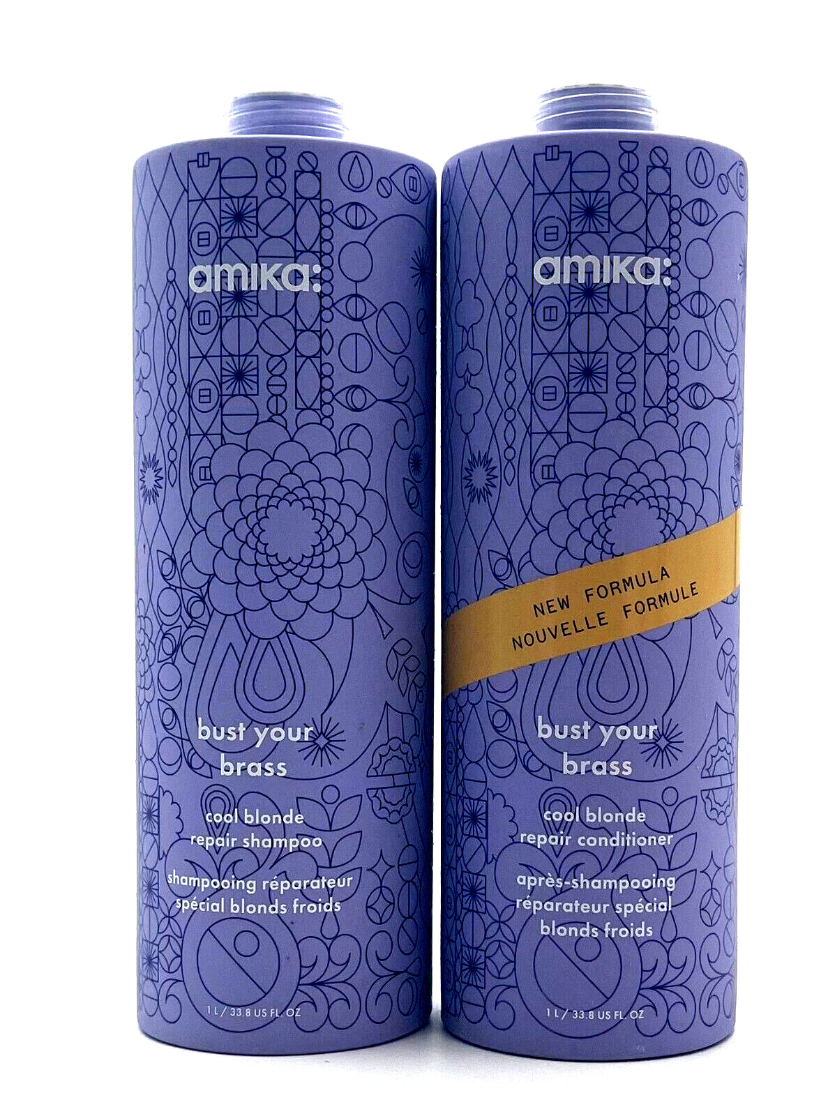 Amika Bust Your Brass Cool Blonde Repair Shapoo & Conditioner 33.8 oz Duo