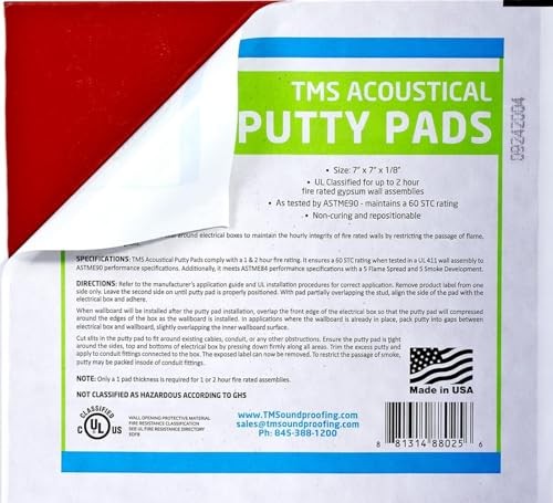 Acoustical Putty Pads - Moldable Soundproofing Pad - Fire Stop for Red