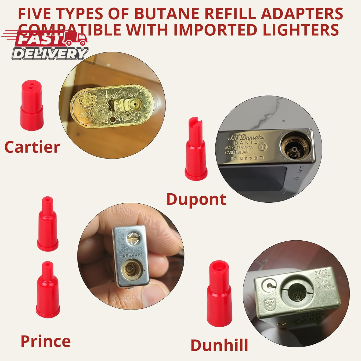 Semlos Butane Tank Adapter, 3 Sets Butane Nozzle Tips - Lighter and Torch Refill