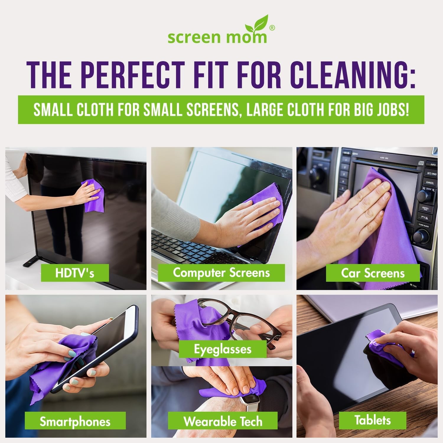 Screen Mom Screen Cleaner Purple Microfiber Cloths (6-Pack) - Microfiber Scre...