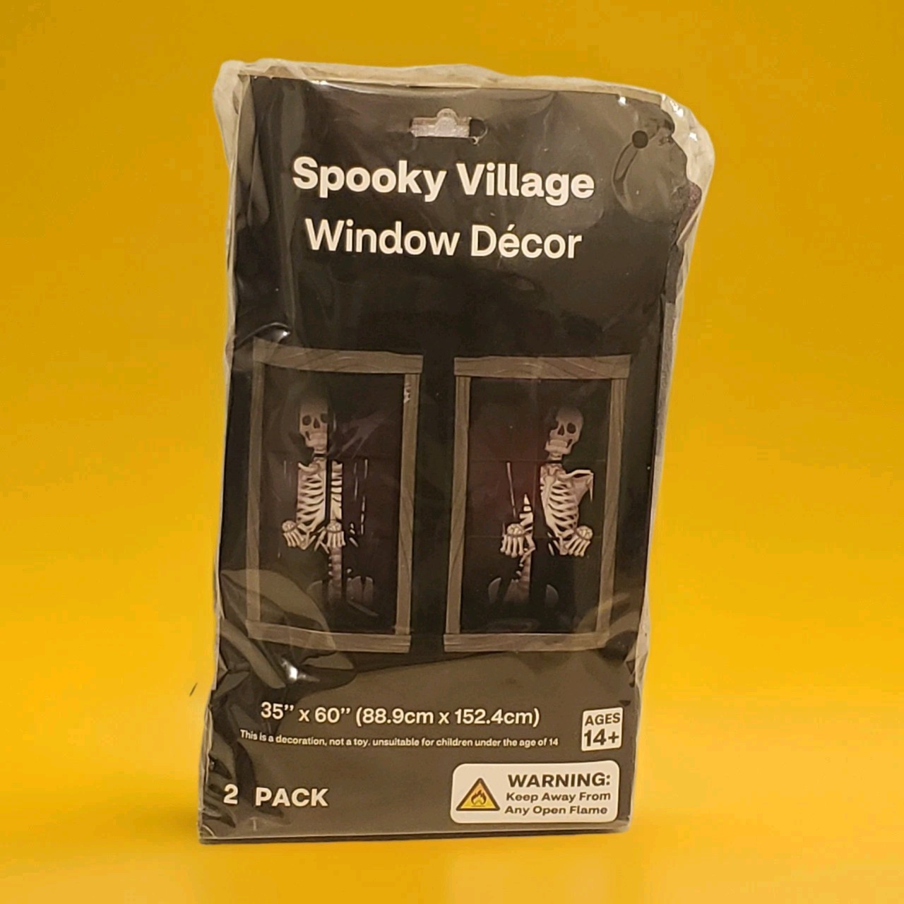 Spooky Village Skeletons In Windows Window Decor 2 Pack 35"x60" Each New