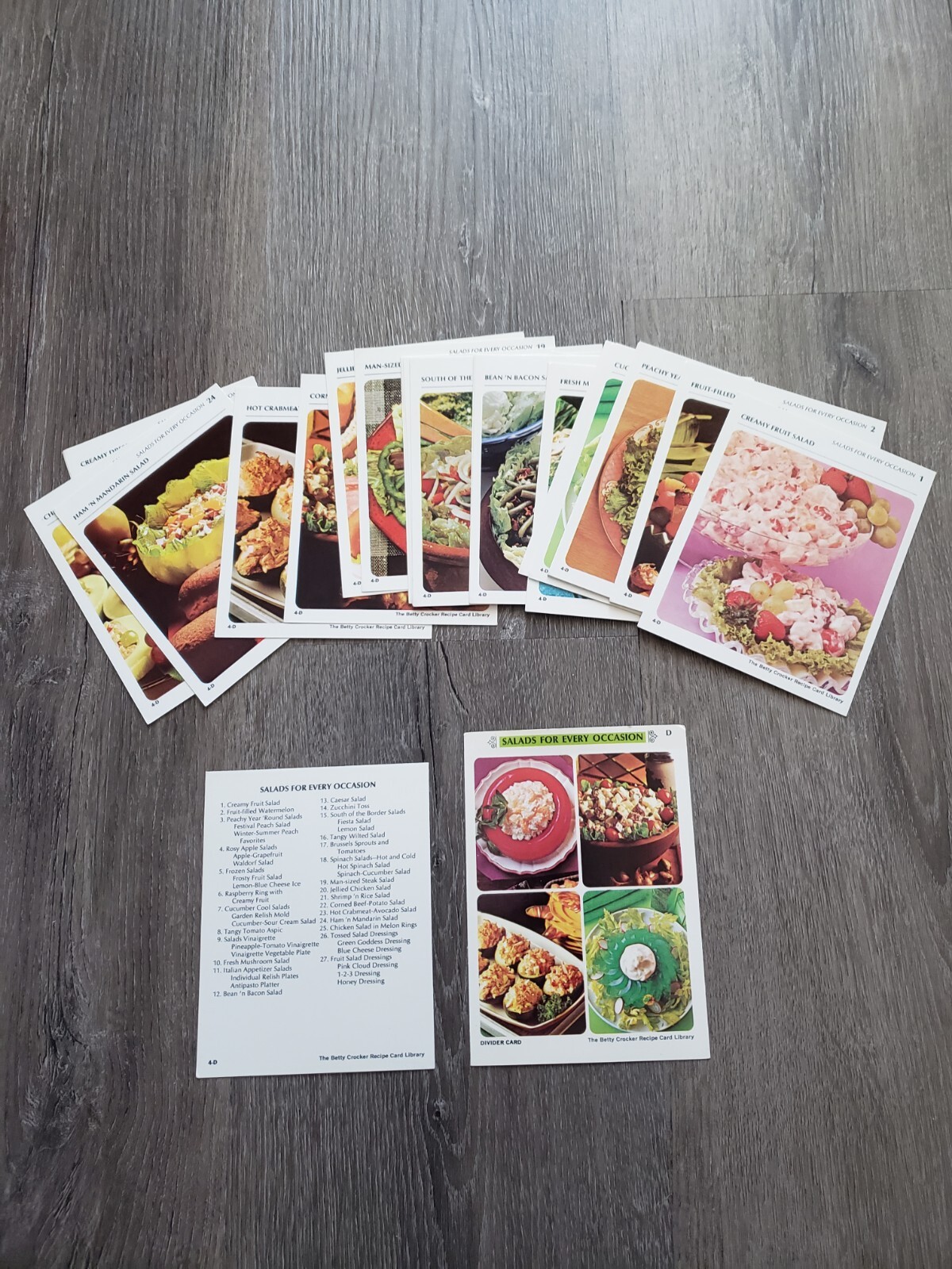 VTG 70s Betty Crocker 27 Recipe Cards SALADS EVERY OCCASION Replacement Section
