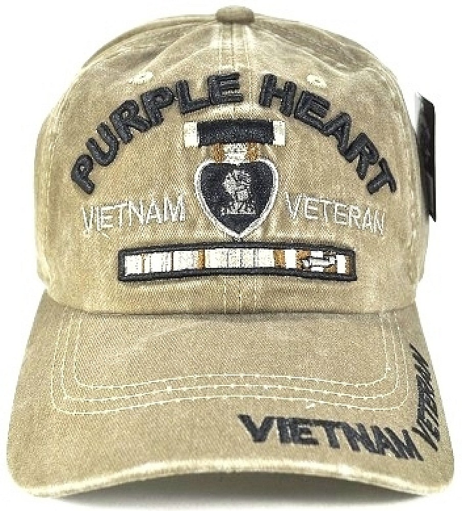 Purple Heart Vietnam Veteran Pigment Washed Cotton Mens Cap [Baseball Cap - K...