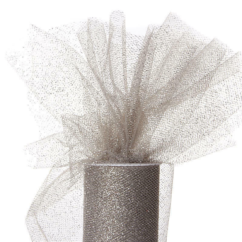 Factory Direct Craft Silver Glittered Tulle Netting | 2 Pieces