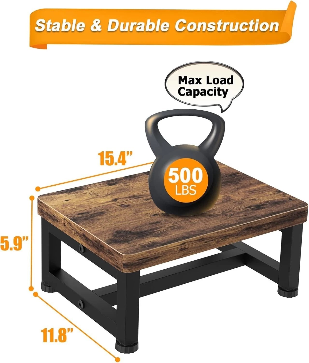 Versatile Wooden Step Stool for Kids & Adults - 500 lbs Capacity, Easy Assembly