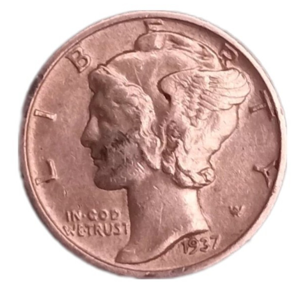 1937-P Mecury Dime 10c 90% Silver Coin Choice AU  (TK-107)