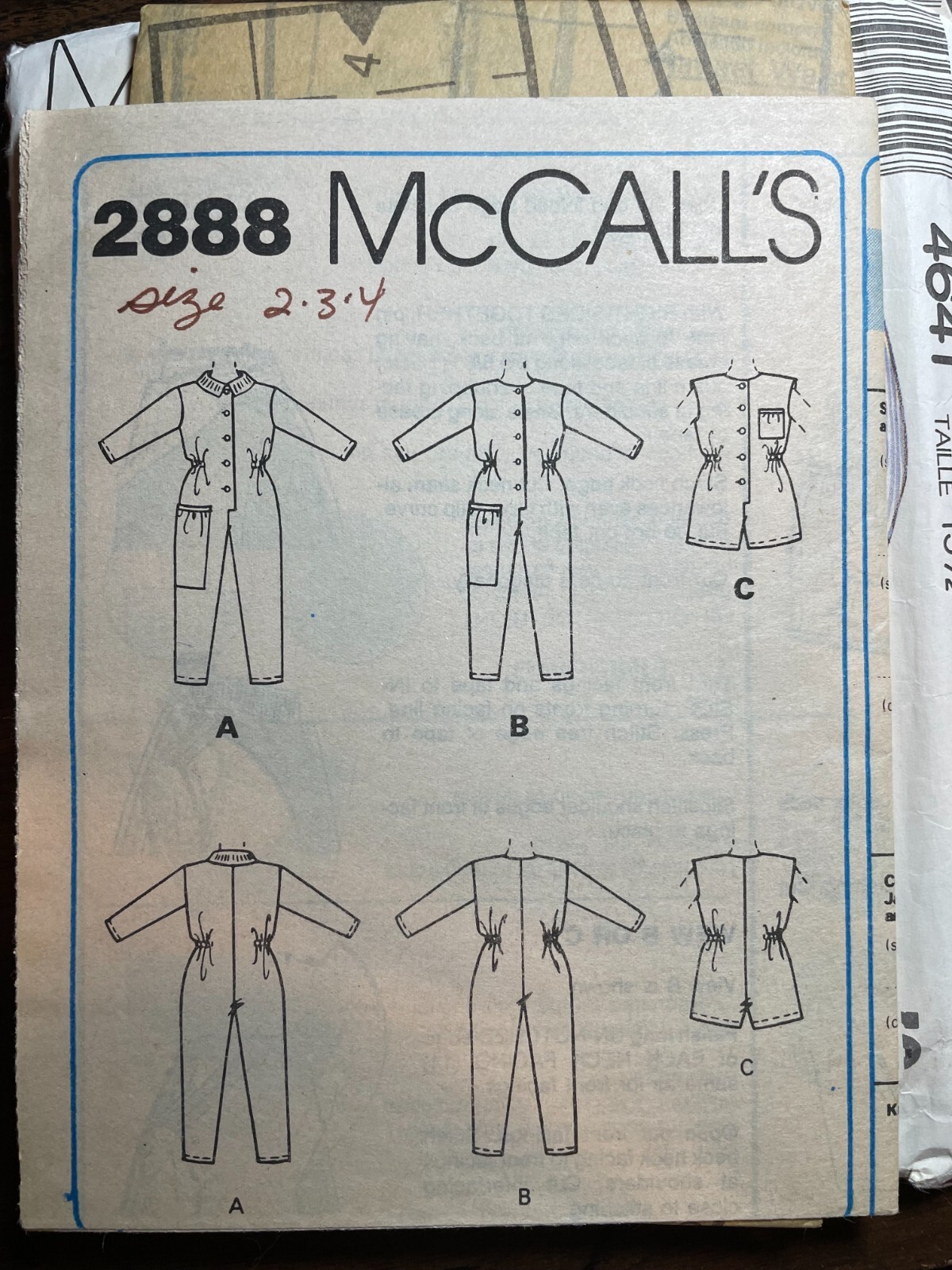 2888 McCalls Vintage Childs Sewing Pattern Sz. 4-5-6  No Cover