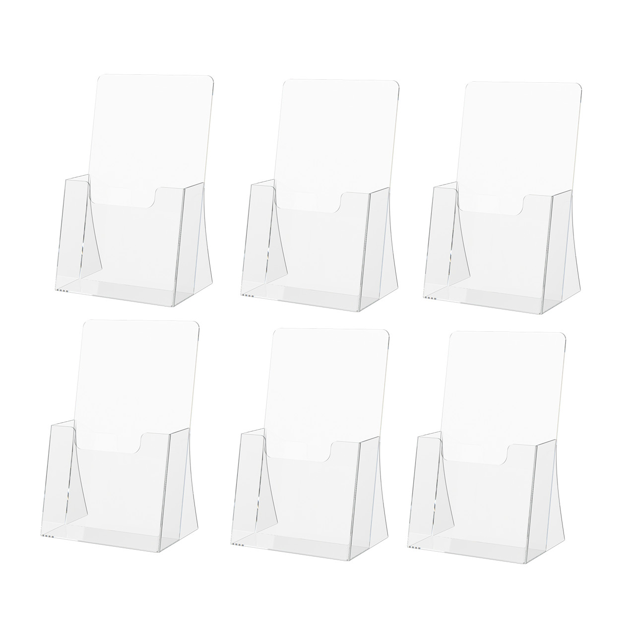 4.25"W Tri Fold Stand Slanted Single Pocket Countertop Brochure Holder Lot of 6