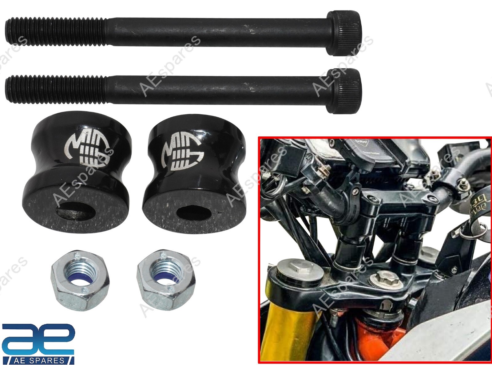 Handle Bar Height Riser Set Black Compatible With KTM Duke 200 125 250 390