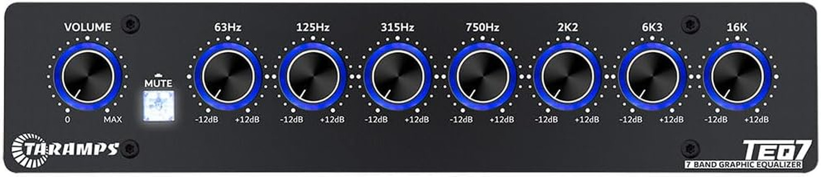 TEQ 7 Stereo 7-Band Graphic Equalizer RCA Input 2 Channels HPF and LPF Filters M