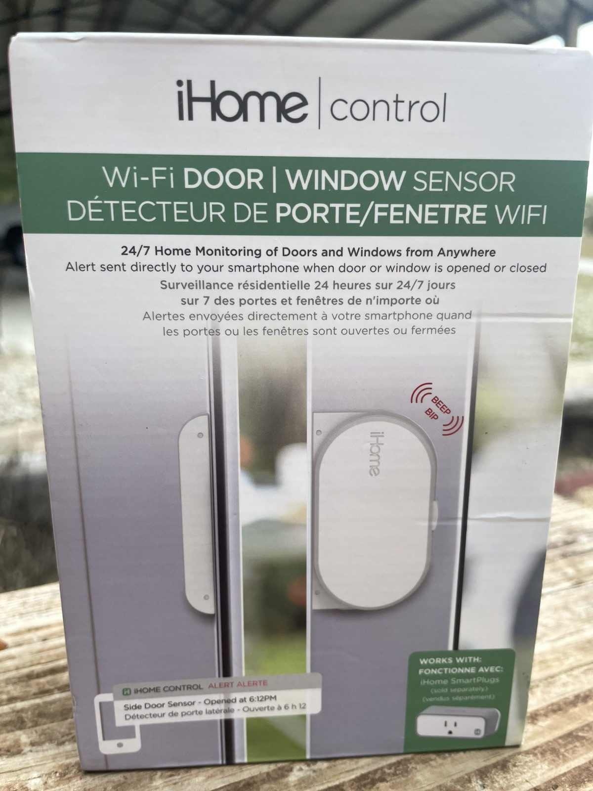 NEW iHome Control Wifi Door/Window Battery Powered Sensor White ISB04WC