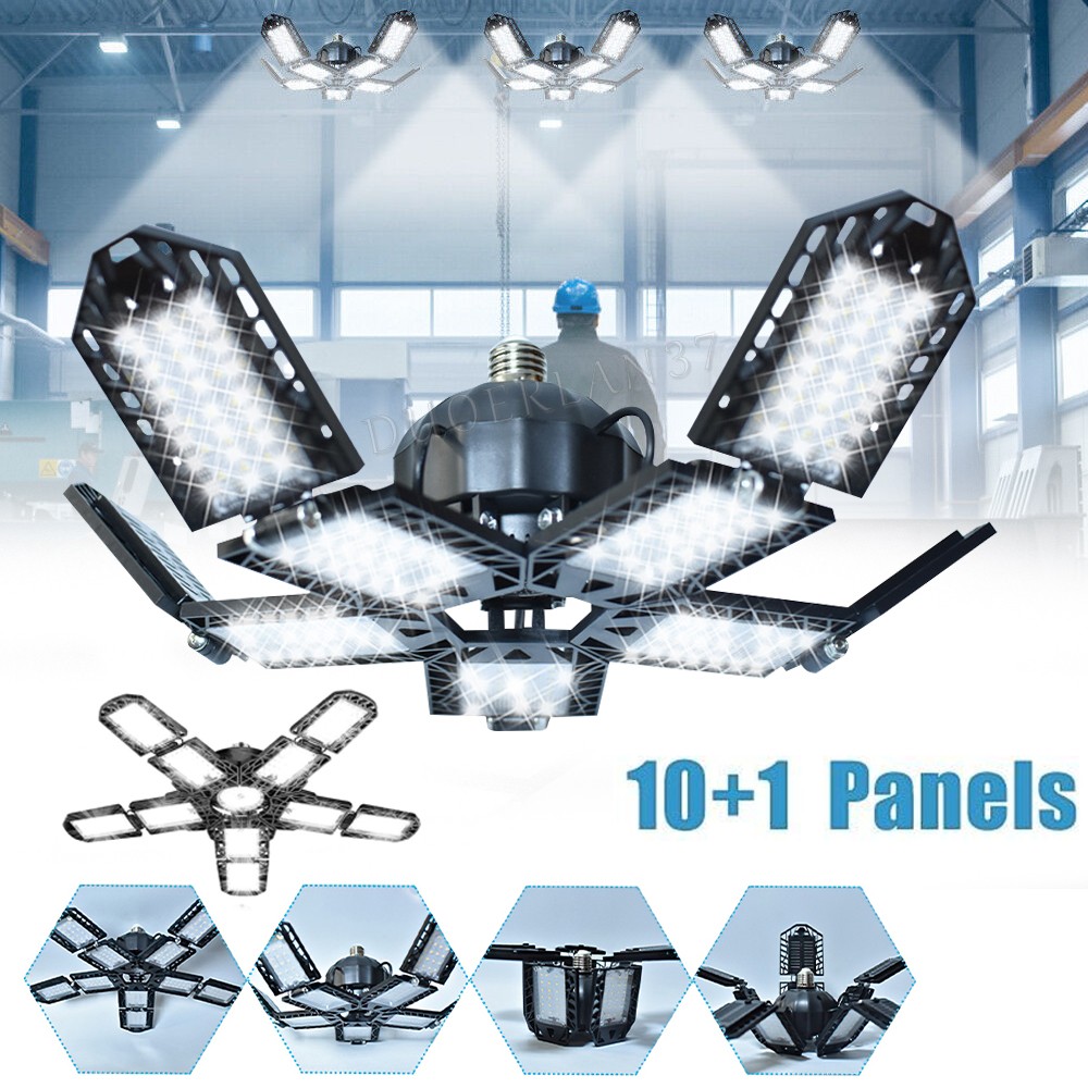 9000000LM LED Garage Light Super Bright Work Shop Ceiling Lights Deformable Bulb
