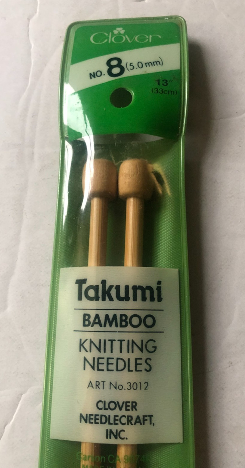 13" Clover No. 8 Takumi Bamboo Knitting Needles NEW in Original Package No 3012