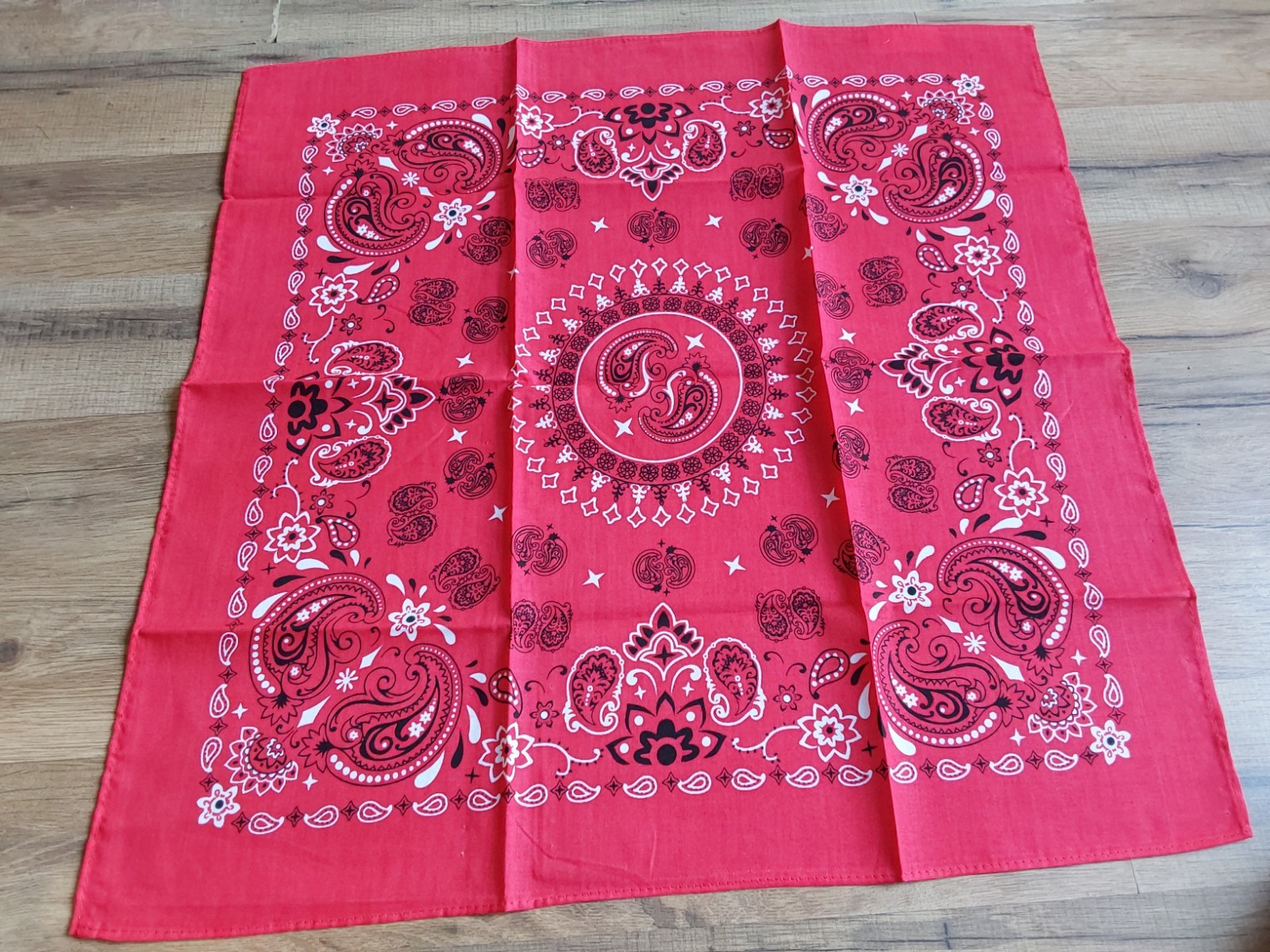 Trainmen Paisley Red Cotton Bandana Headwrap Square 21.5"