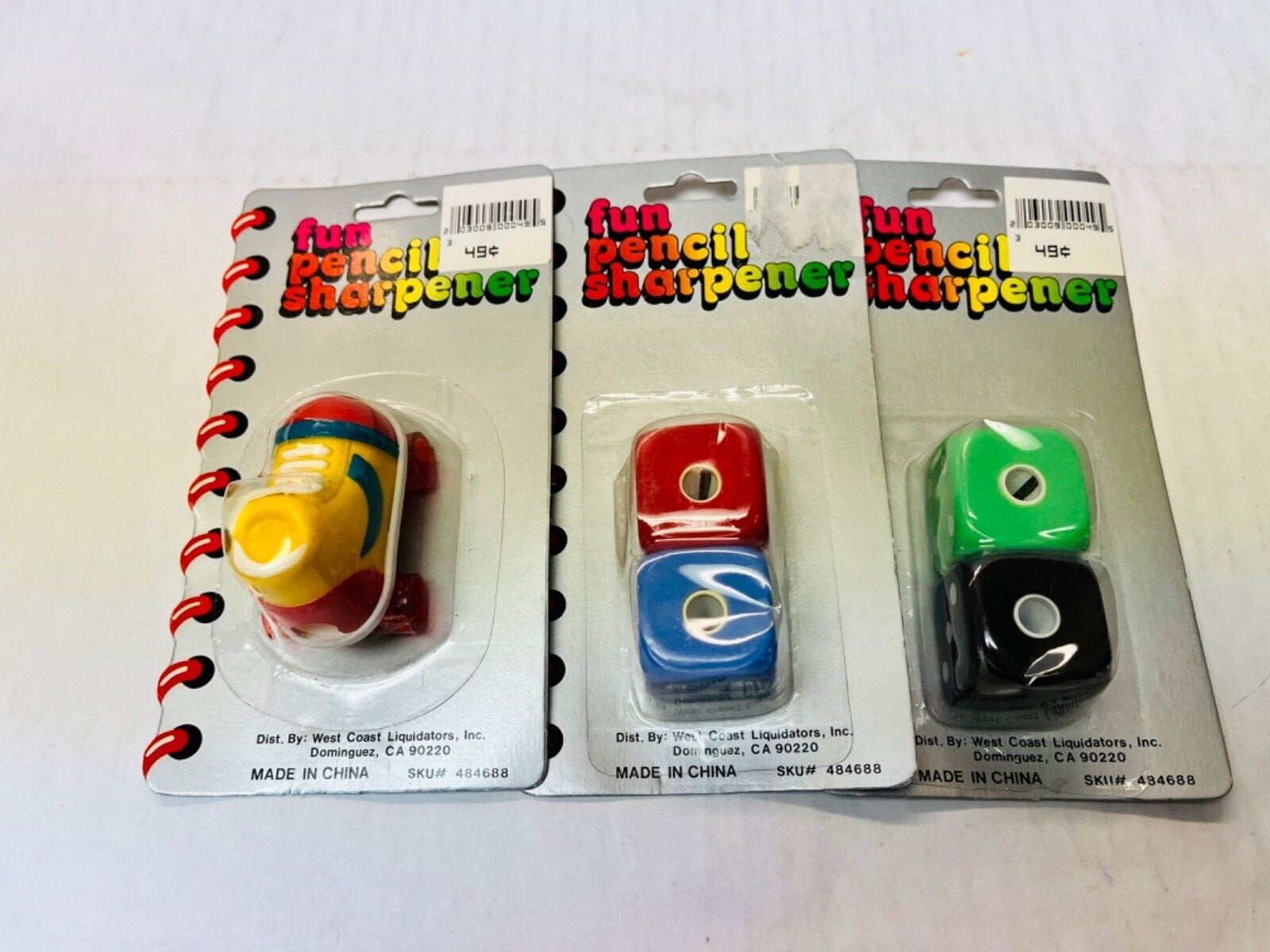 Vintage Pencil Sharpeners Lot Set by West Coast Liquidators Dice & Shoe BIN O