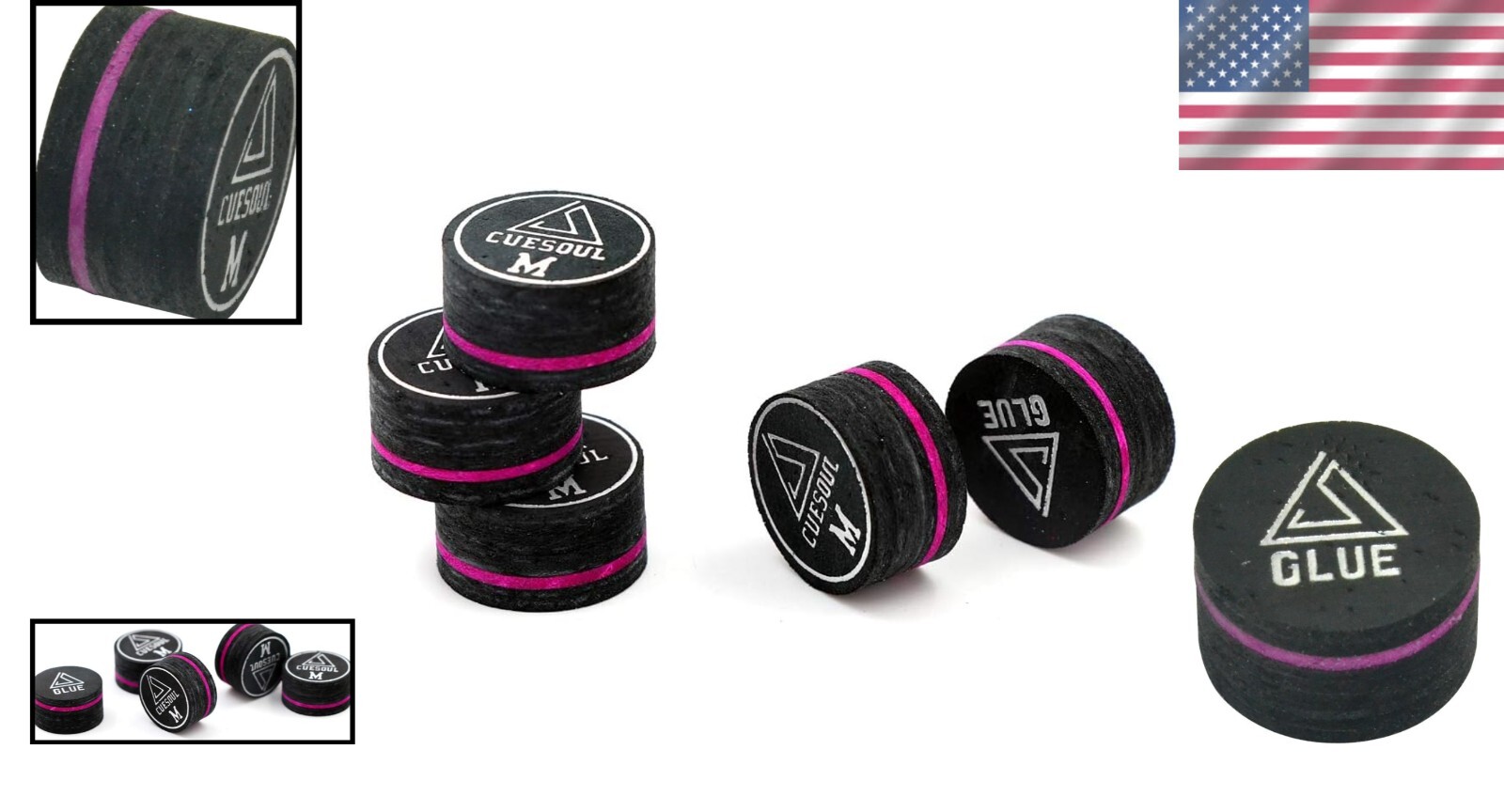 Versatile Medium Hardness Glue-On Cue Tips for Enhanced Billiard Performance