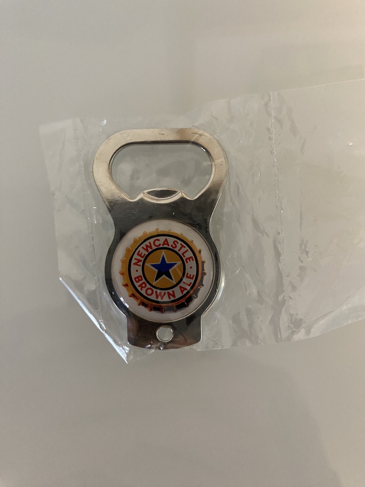 Newcastle Beer Brown Ale Bottle Opener and Metal Key Ring Beer Advertising