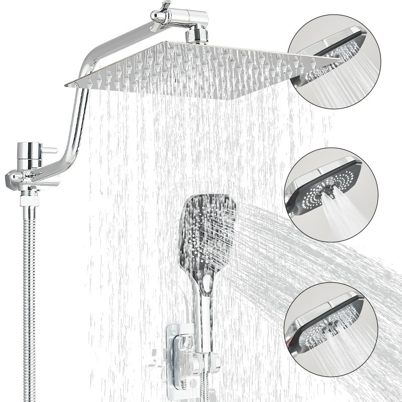 High Pressure Rainfall Shower Head Combo with Extension Arm and Handheld Sprayer
