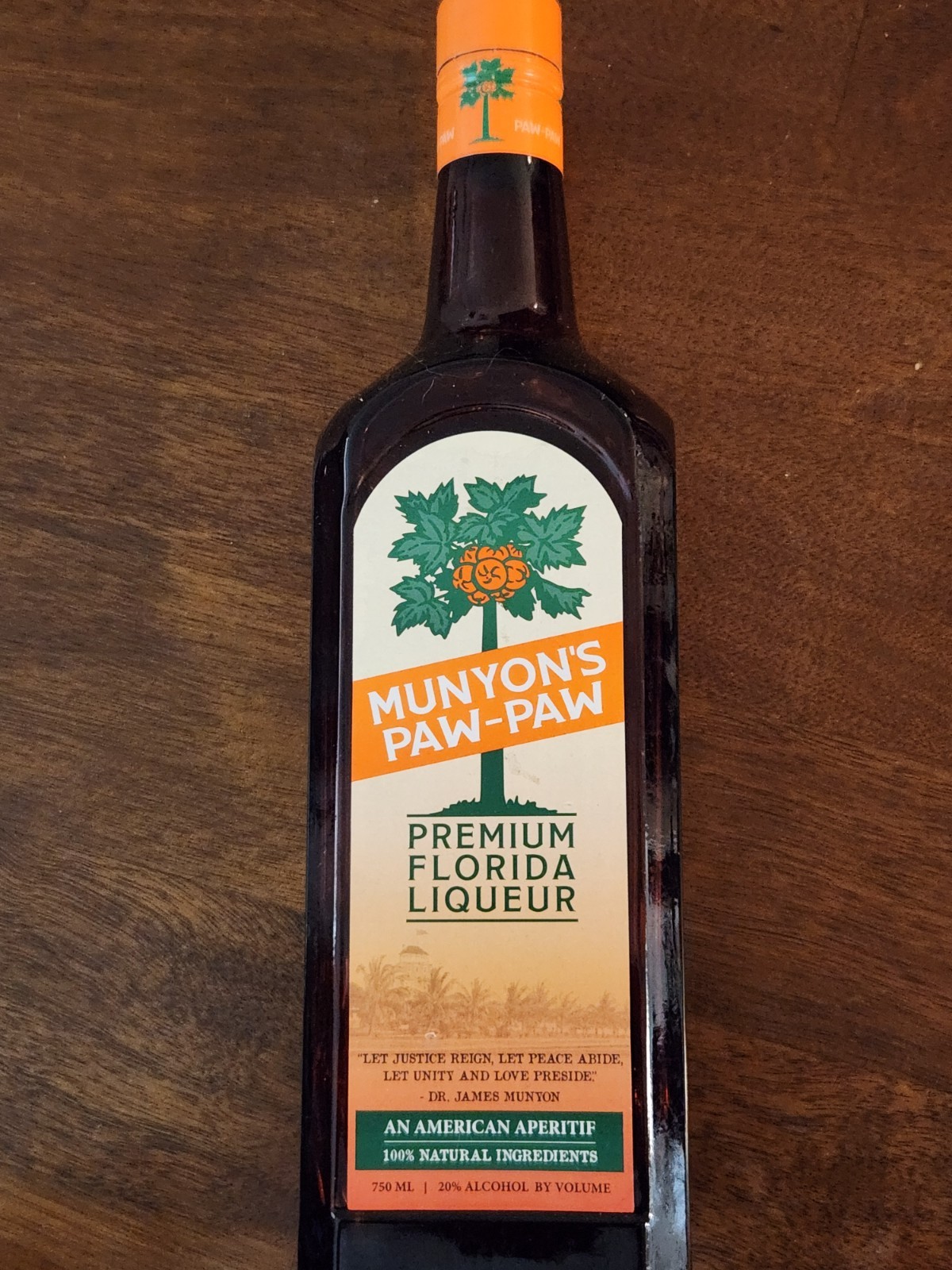 MUNYON'S PAW-PAW FLORIDA LIQUEUR EMPTY BOTTLE - 750 ML