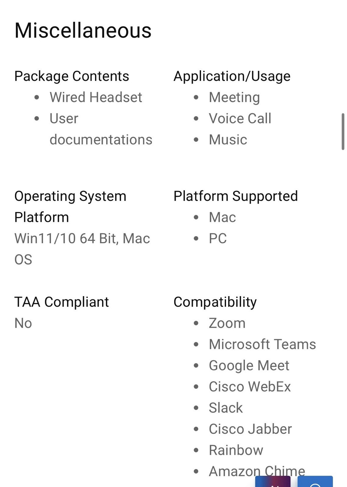 Dell Wired Headset