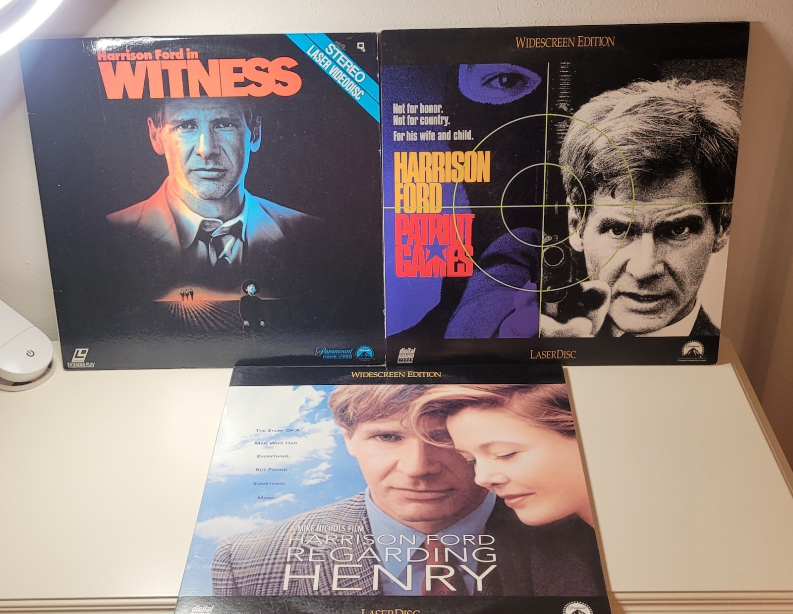 Harrison Ford Laserdiscs (3) - Witness, Regarding Henry & Patriot Games LIKE NEW