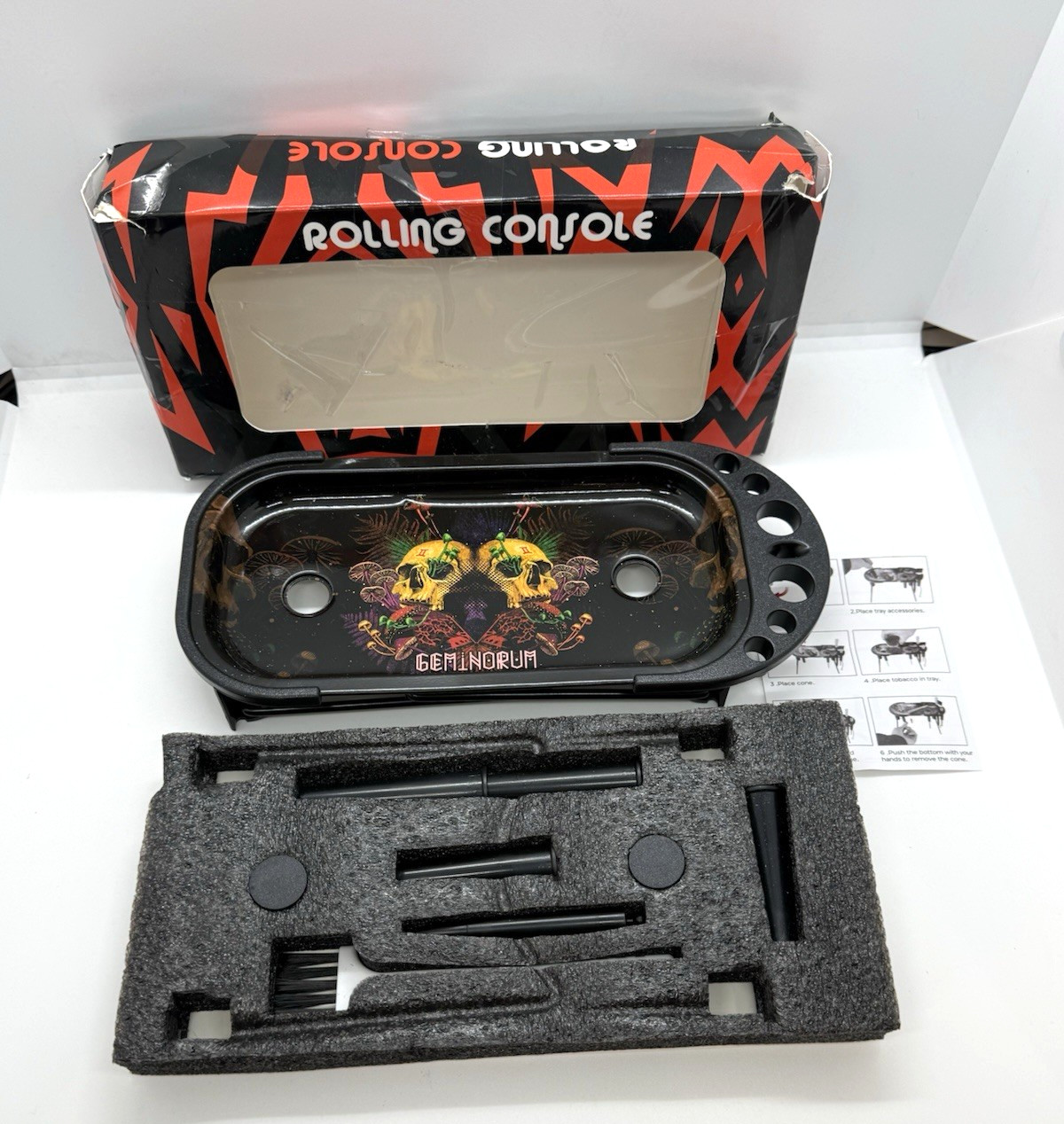 Tinplate Rolling Tray Cone Loader Set, Metal Foldable Stand Rolling Tray Console