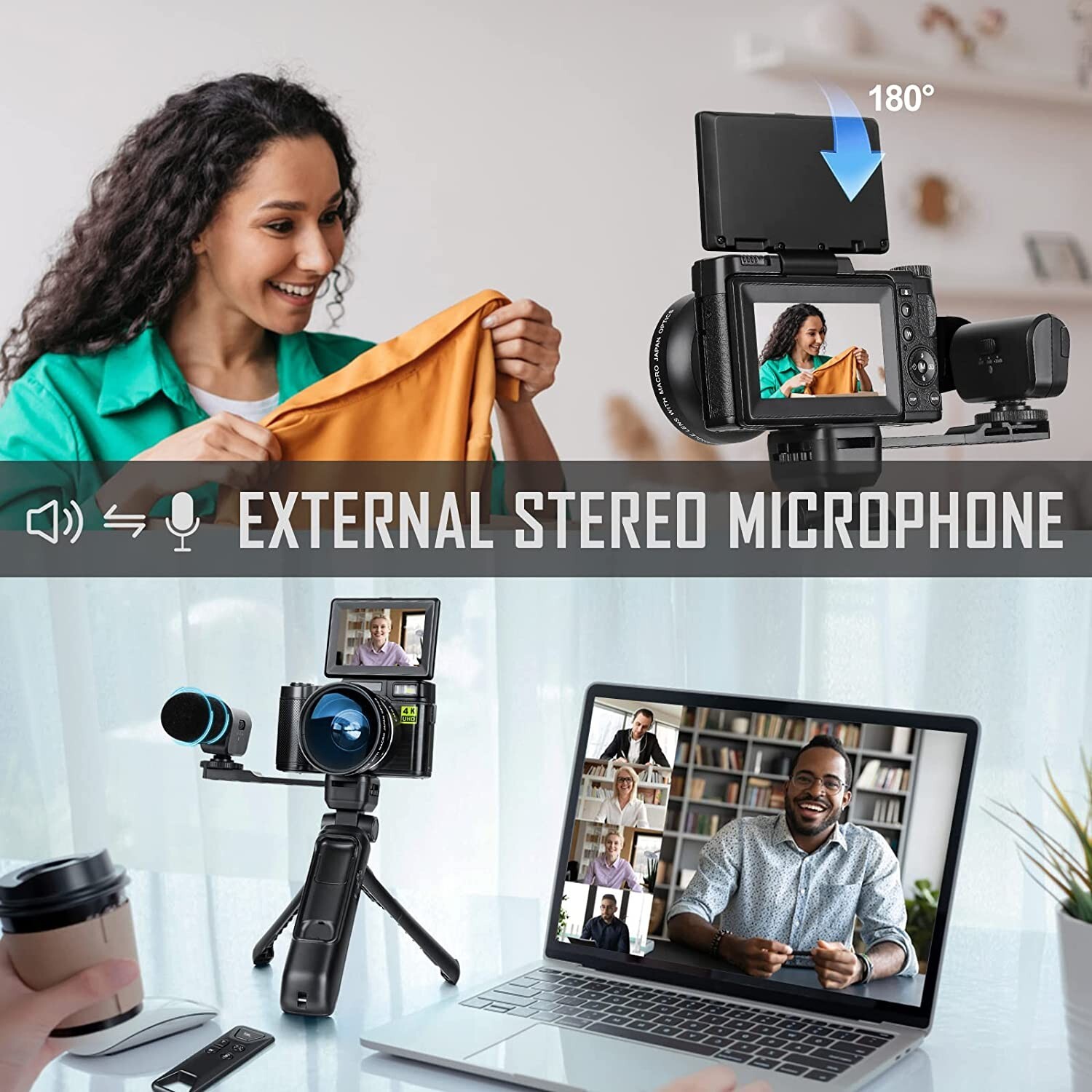 4k Digital Camera 48MP 16X W/ Vlogger Kit Microphone Remote Control Tripod Grip