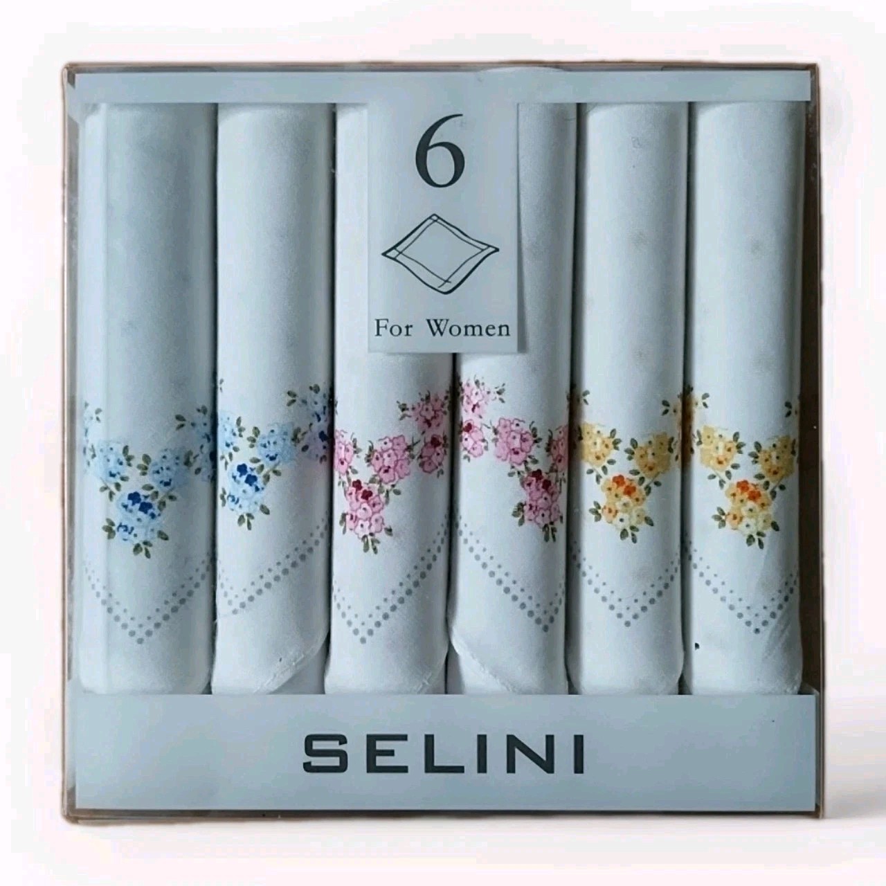 Selini Floral Printed Bundle 100% Cotton Handkerchief Set (Pack of 6) for Women