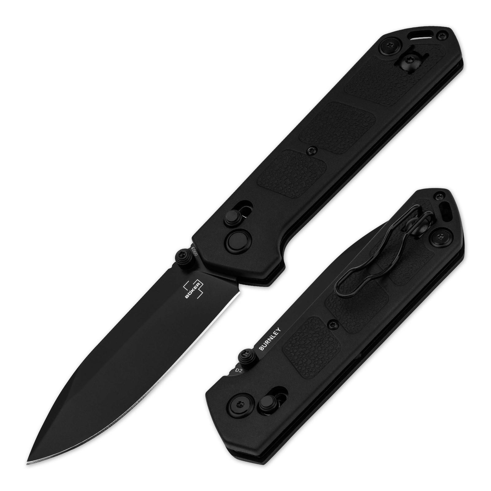BOKER PLUS Kihon DC All Black Folding Knife D2 Blade FRN Crossbar Lock 01BO905