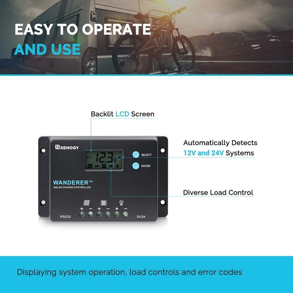 Wanderer 10A Solar Controller - Efficient PWM Design with Waterproof Housing