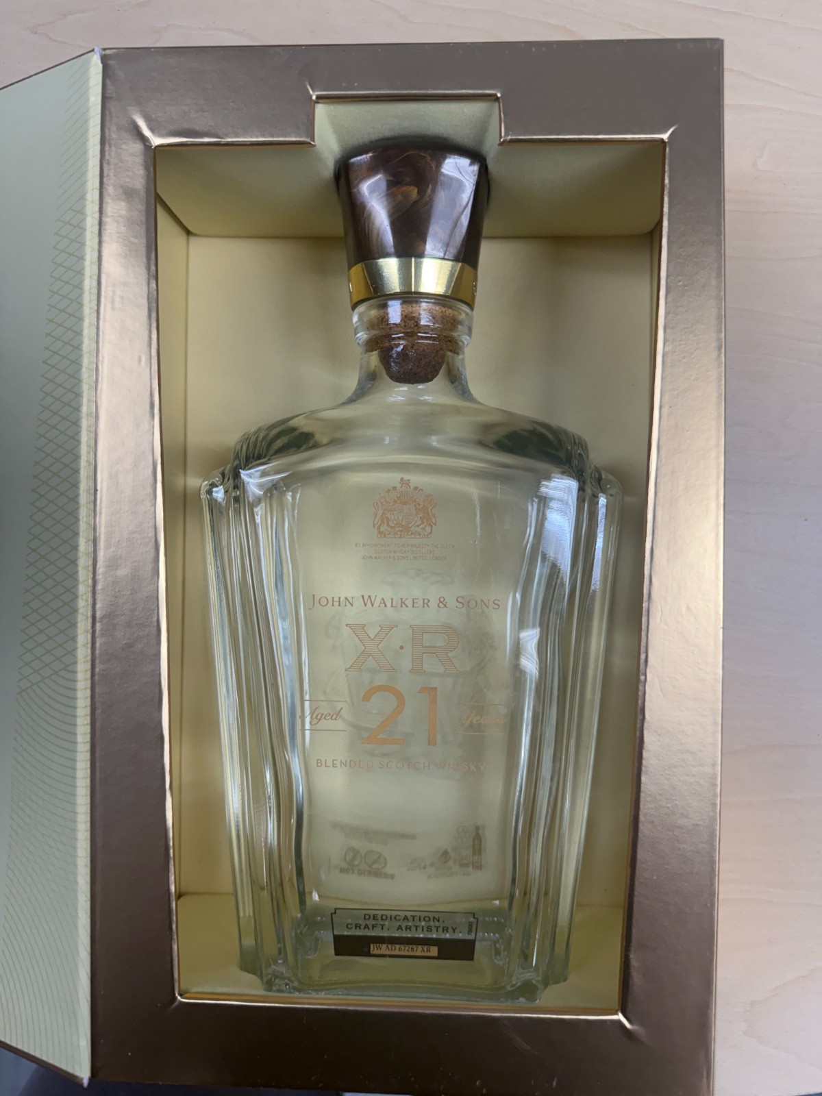 Empty Johnie Walker XR21 Box And Bottle.