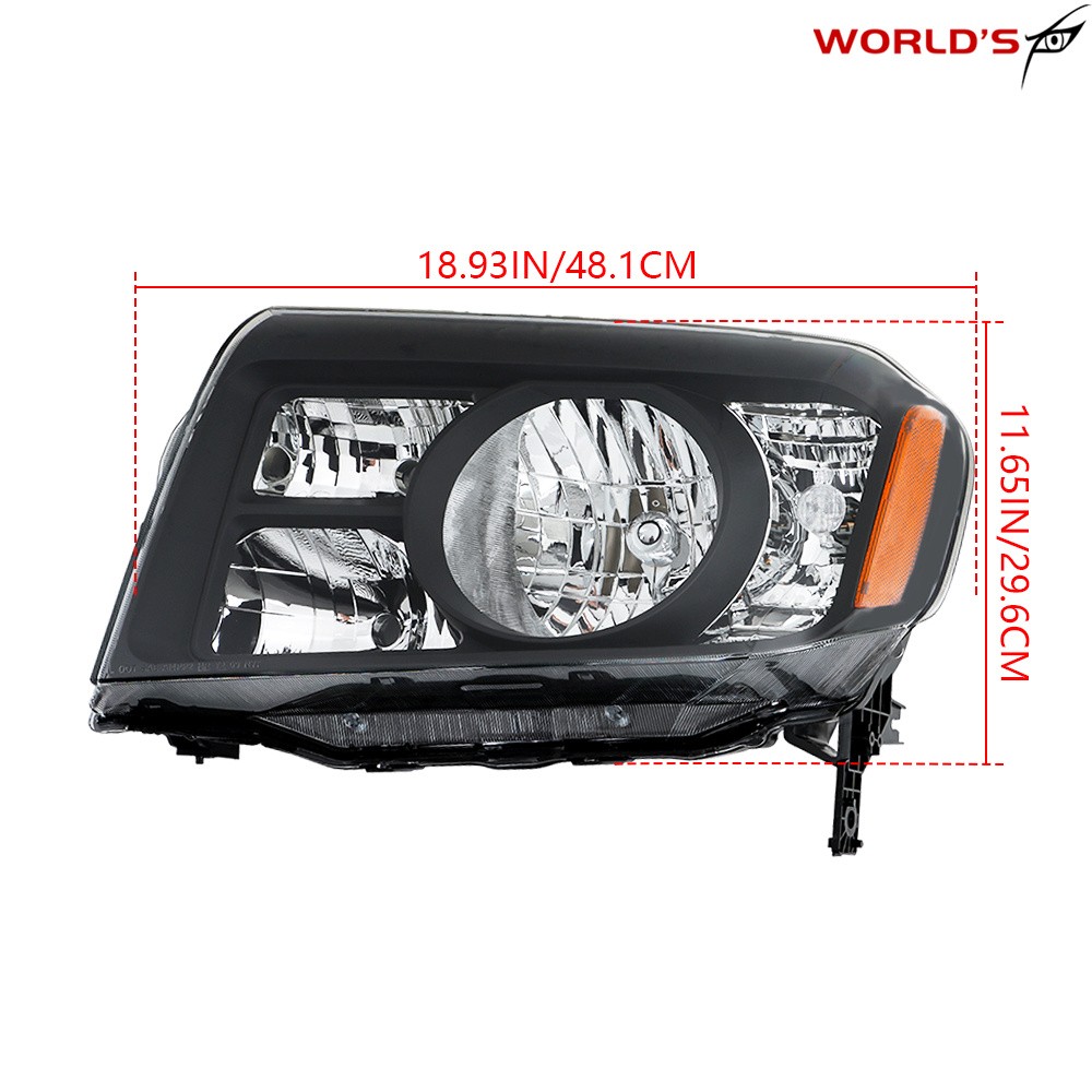 Left+Right For 2009 2010 2011 Honda Pilot Halogen Black Headlight Amber Corner