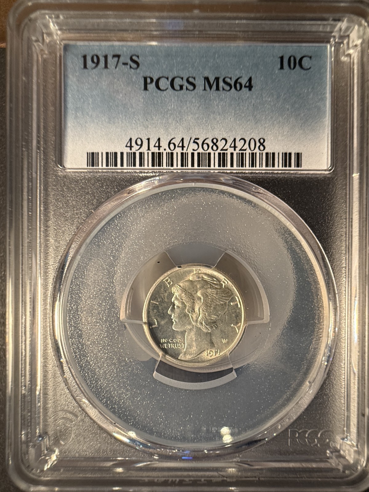 1917-S Mercury Dime, MS64 PCGS, (14200)