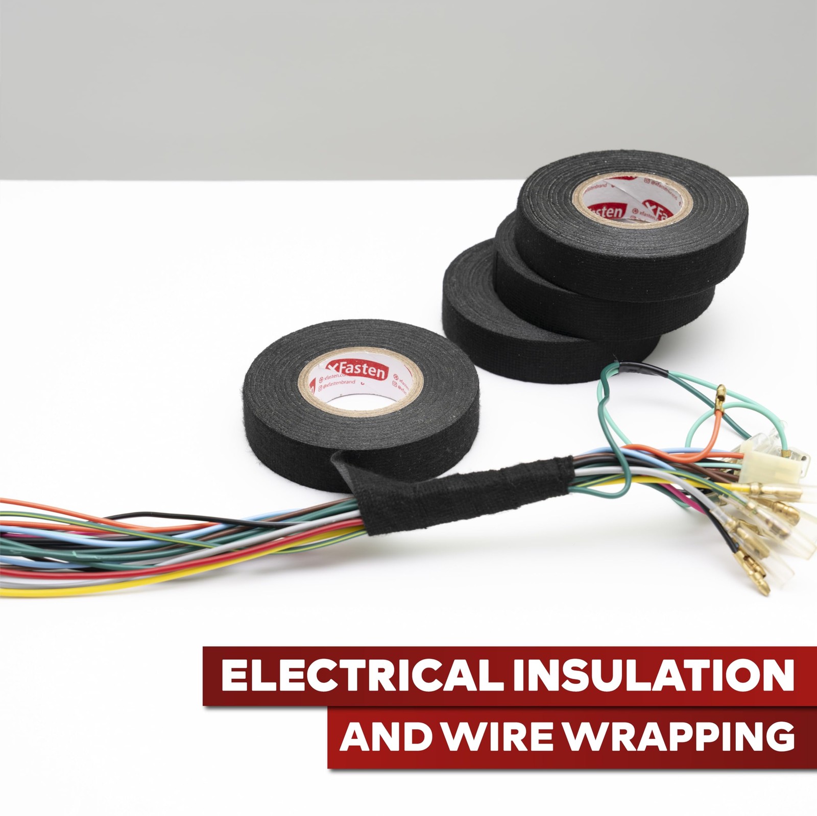 XFasten Wire Harness Tape 2 Inch x 50 ft Residue-Free Cloth Electrical Felt T...