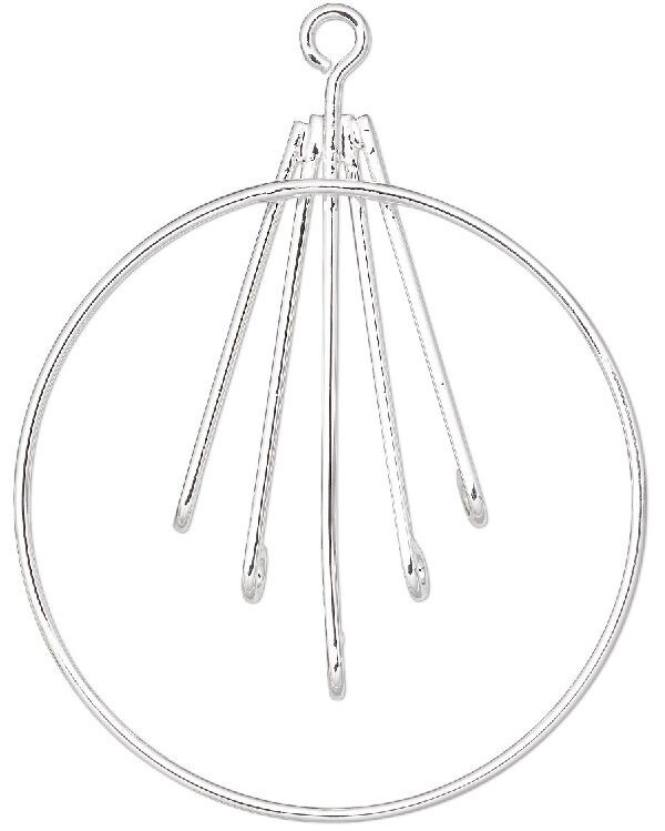 10 Silver Plated Steel Round 44mm with 40mm Hoop Earring Focal Connectors